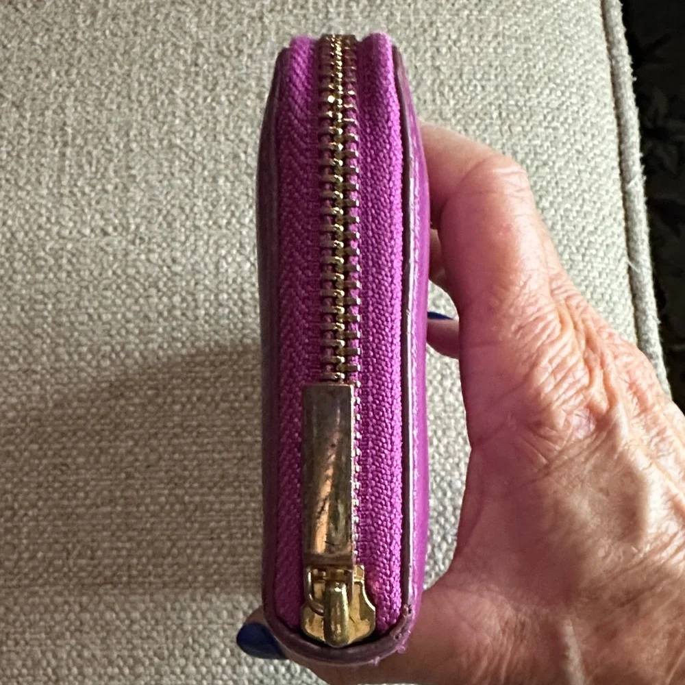 Tory Burch Magenta/Plum Leather Zip-Around Continental Wallet